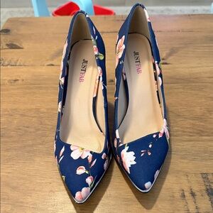 JustFab Navy Floral Heels